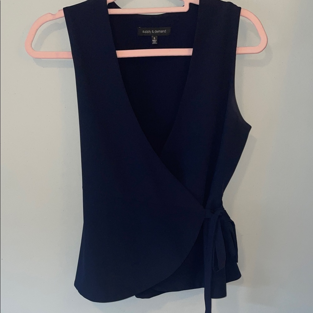 Navy Wrap Top